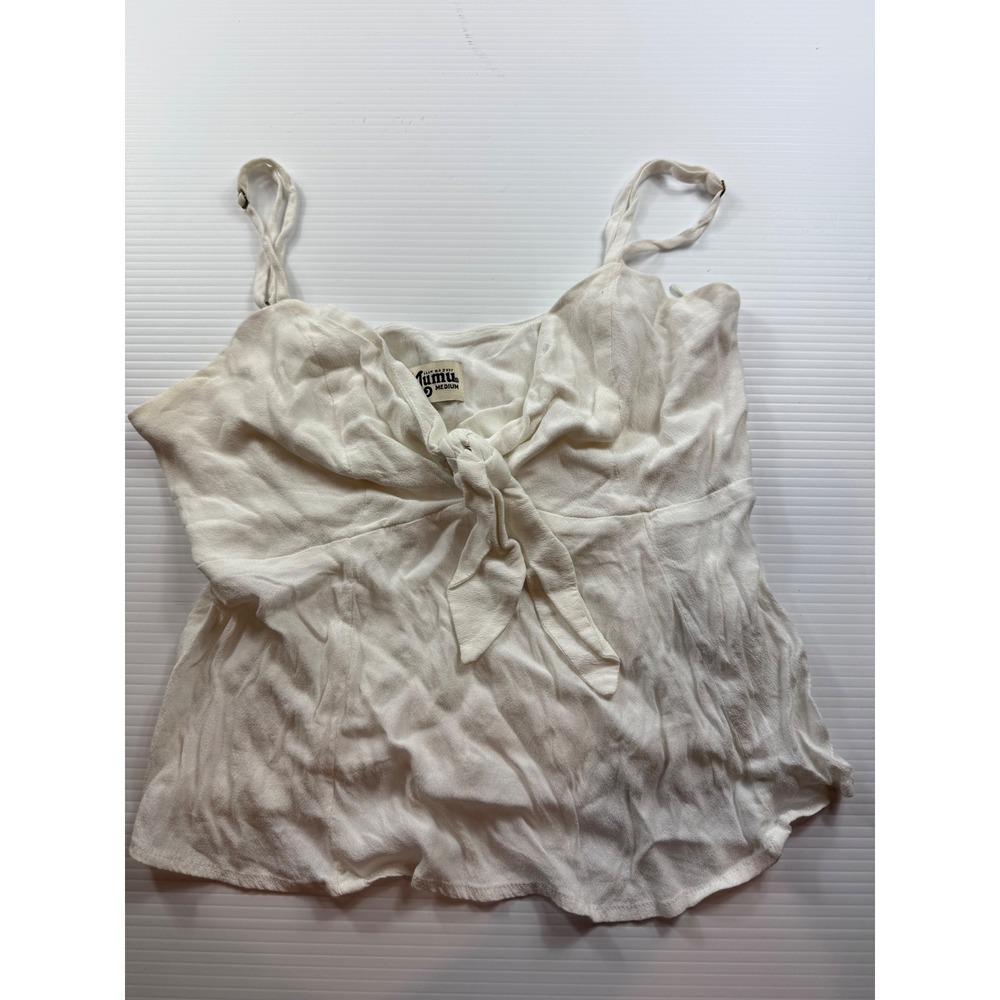 Show Me Your Mumu White Tie Front Peplum Camisole Top Medium Adjustable Straps